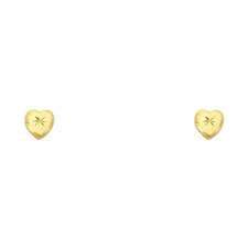 Ioka - 14K Yellow Gold Minimalist Heart Screw Back Stud Earrings