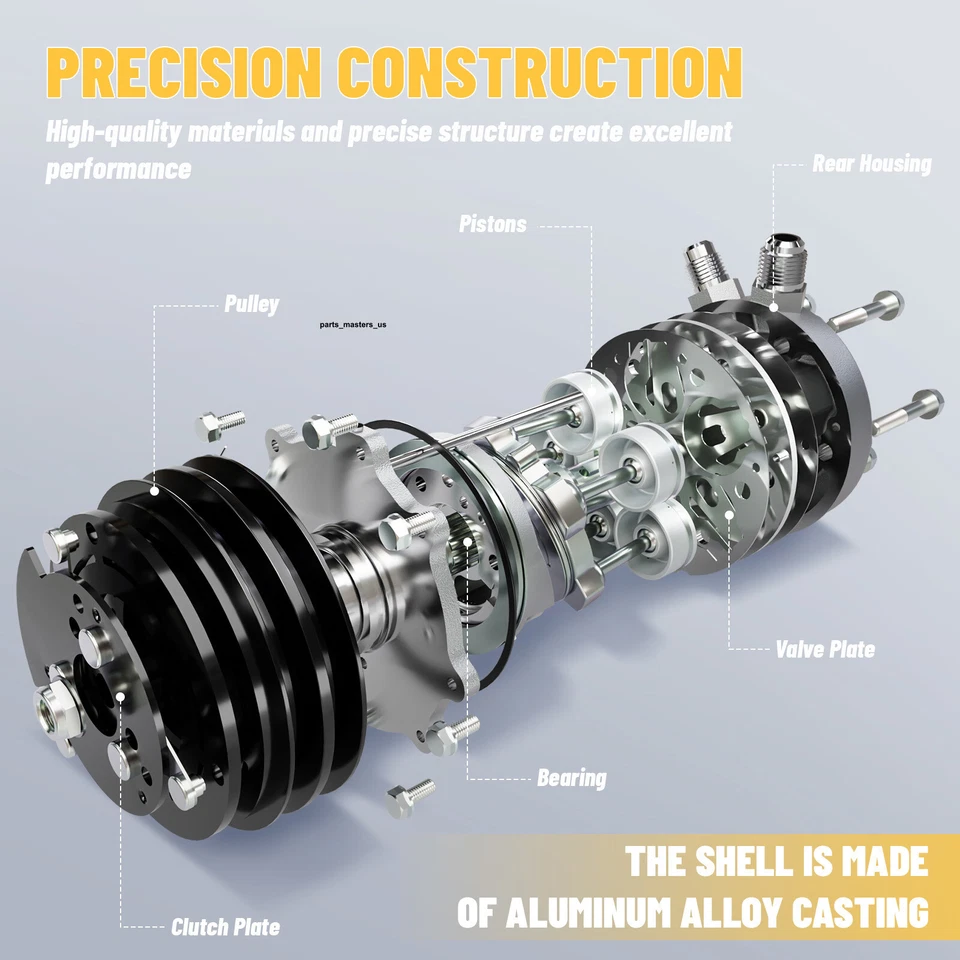 AC Compressor w/ 6-Grooves for Ford Explorer 11-15 & Police Interceptor Utility Foto 2 de 4