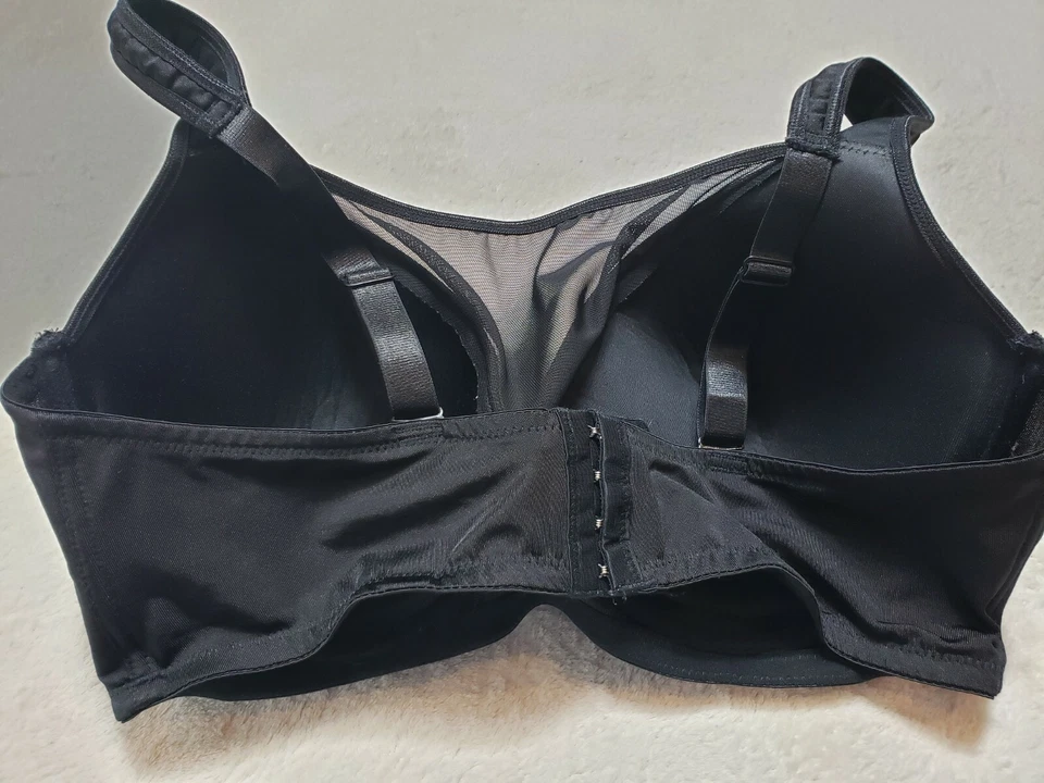 Angelina Black Bra Womens Size 44DDD Mesh Panel Adjustable Straps Hook Eye Clasp - Image 4 of 4