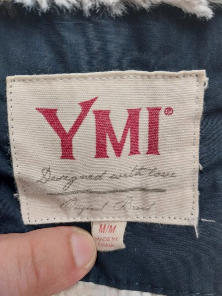 Abrigo parka YMI para mujer mediano forrado de sherpa con capucha militar utilitario cremallera frontal a presión Foto 3 de 4