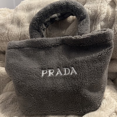 NEW Prada Beauty Teddy Sherpa Mini Tote Bag Gray Top Handle GWP NICE
