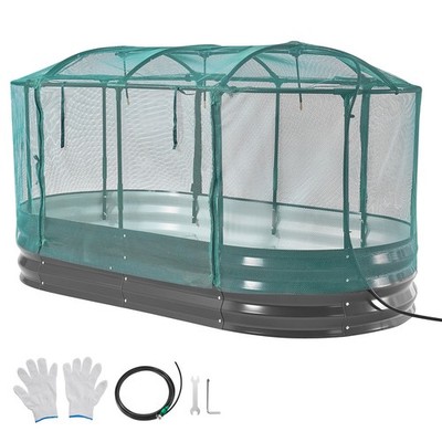 Uimoso Galvanized Steel Raised Garden Bed 6x3x1ft Oval Planter withSelf-Watering