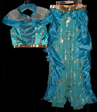 EUC Disney Store PRINCESS JASMINE Aqua Blue Aladdin Halloween Costume Sz 9/10