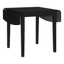 Linon Ervin Square Space Saving Drop Leaf Table in Black Painted Rubberwood