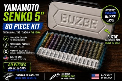 Yamamoto Senko 80pc 5  Assorted Colors/Buzbe Case Bass Fishing Lures NEW