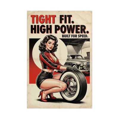 Tight Fit High Power Poster   Vintage Retro Garage Pin-Up Bombshell Print
