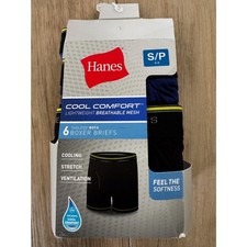 Hanes Cool Comfort Boys Small 6-8 Boxer Briefs Breathable Mesh Stretch 6 Pack