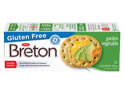 Dare Breton Gluten Free Garden Vegetable Crackers, 135g/4.7 oz. Box