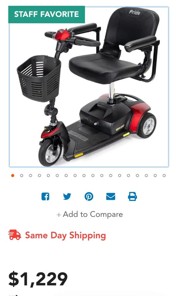 Pride Go-Go Elite Traveller Mobility Scooter 3-Wheel  - Image 2 of 4