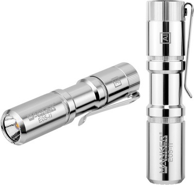 Manker E05 II 800 Lumen, NICHIA 519A-V1 4000K R9080 Emitter, Silver, New in Box