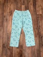 Lilly Pulitzer Women  s Aqua palm tree print capri pants Size 4 Vtg White Label