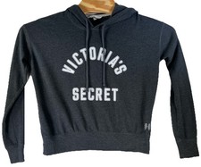 Victoria's Secret Pullover Hoodie Fleece Dark Gray Logo Women s XS Sweatshirt