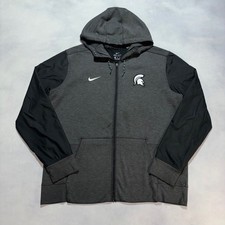 Nike Michigan State Spartans Full Zip Hoodie Mens XL Black Gray Dri-Fit Jacket