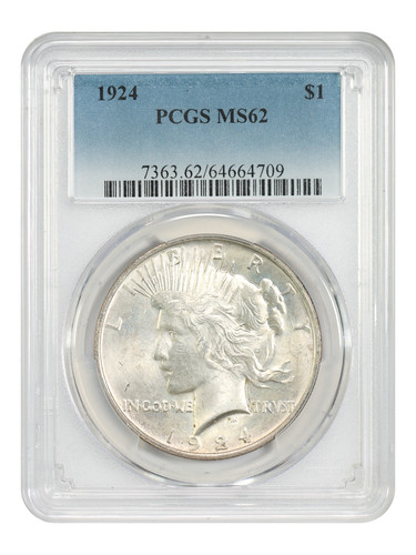 1924 $1 PCGS MS62 - Peace Dollar