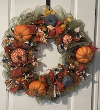 Fall Pumpkin  Scarecrow Wreath Door Decoration, 24  