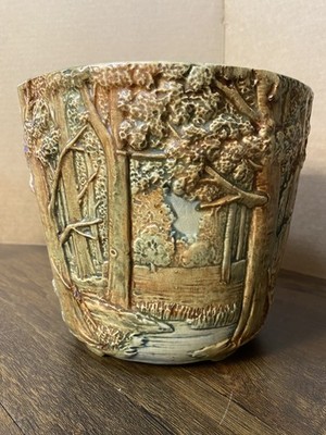 Antique Weller Art Pottery Forest Jardiniere Cachepot MINT CONDITION 7.5 H 8.5 W