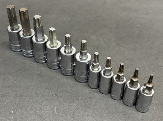 Snap On Tools 11pc Torx Bit Socket Set T8 T50 Torqs Sockets USA Chrome