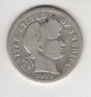 1913-P BARBER DIME 10¢ PHILADELPHIA MINT 90% SILVER COIN UNITED STATES AMERICA