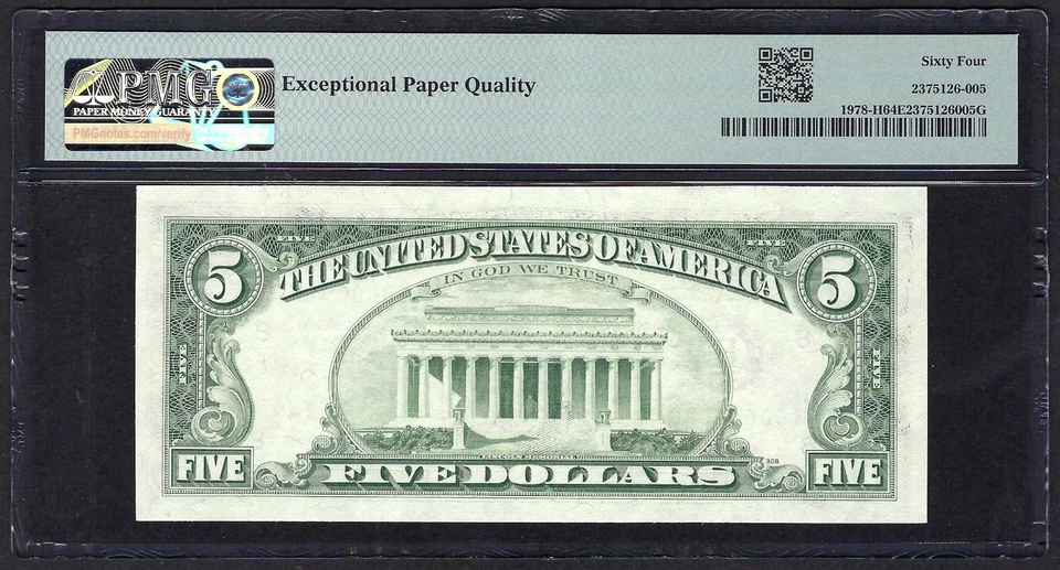 🇺🇸 1985 $5 VERY LOW SERIAL NUMBER ♚♚ 00000010 ♚♚ PMG CH UNC 64 EPQ AMAZING ! - Image 3 of 3
