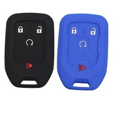 2pcs 4 Buttons Silicone Rubber Remote Smart Key Fob Keyless Case Black Blue