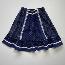 Vintage 70s 80s Cottagecore Prairie Skirt Kids Girls / Calico Western / 19-20" W