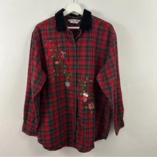 Victoria Jones Flannel Button Down Plaid Shirt Women's Size 1X
