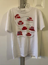 Red Hat Society T-shirt Small White With Hats
