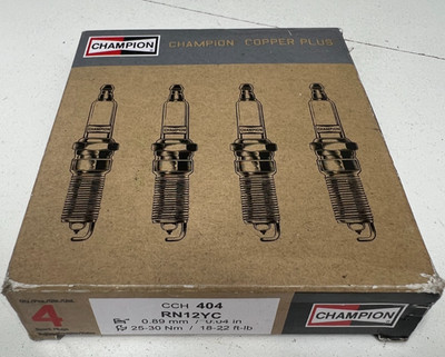 Pack of 4) Champion 404 Copper Plus Standard Sparks Plugs Flat Seat 14mm Thread