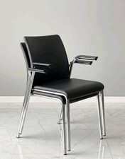 STEELCASE Eastside  Genuine Dark brown Leather stacking chairs - 50 Available