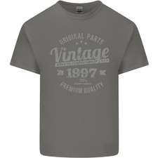 Camiseta Vintage Año 28 Cumpleaños 1997 Hombre Algodón Ligero Carbón