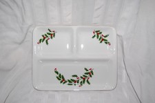 Vintage Boże Narodzenie Holly " All The Trimmings" Biało-złote 3 sekcje Rozkosz