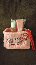 PINK Warm  Cozy Bath Accessories Set Body Mist Lotion Bag Pink