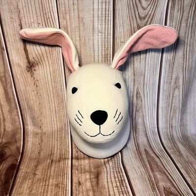 Plush Rabbit Head Wall Mount Target Pillowfort White Faux Bunny Wall Decor VGOOD