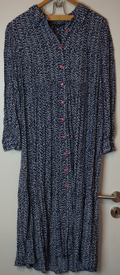 Whistles Sommerkleid Damen Gr. EU 44 Dunkelblau Knöpfe ca. 127cm lang Frühling