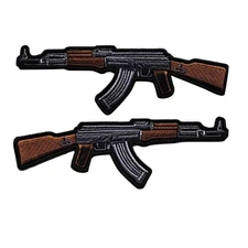 AK-47 Assault Rifle Embroidered Iron On Patch - Machine Gun  120-K