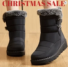 Women's Waterproof Fur-Lined Winter Boots – Warm Anti-Slip Ankle Shoes