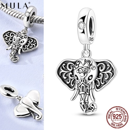 MULA Fine 925 Sterling Silver Charm 5A CZ Elephant Pendant for Women Bracelet