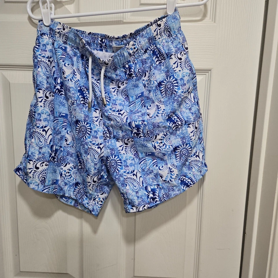 Bertigo Bañador Hombre Talla Grande Azul Blanco Estampado Cordón Playa Playa Foto 3 de 4