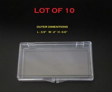 10 LOT Small Hinged Lid Clear Plastic Boxes Lid Art Jewelry