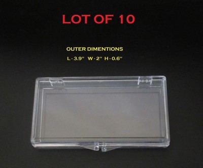 10 LOT Small Hinged Lid Clear Plastic Boxes Lid Art Jewelry