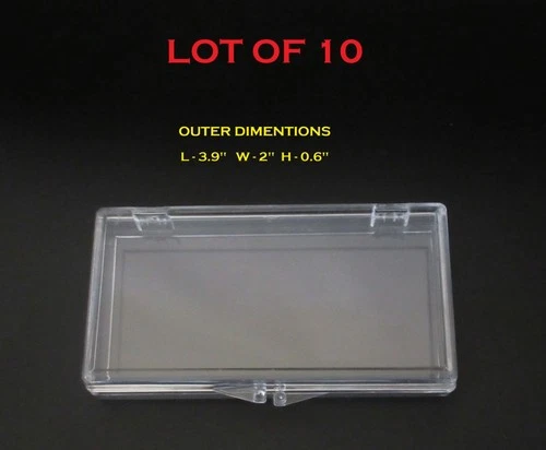 10 LOT Small Hinged Lid Clear Plastic Boxes Lid Art Jewelry