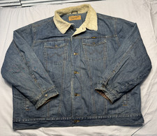 Vintage Wrangler Jacket Mens 2xl Blue Denim Sherpa Lined Western Trucker Coat Vintage Wrangler Jacket Mens 2xl Blue Denim Sherpa Lined Western Trucker Coat