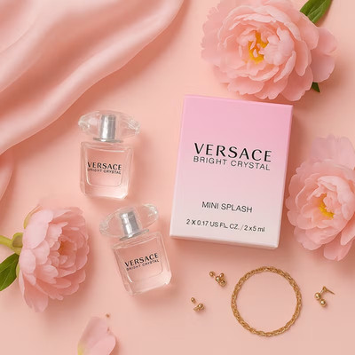 Versace Bright Crystal Eau de Toilette Mini Splash   2 Pack Miniature Set
