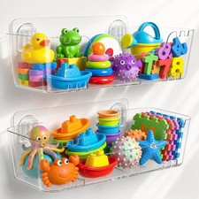 2 Pack Bath Toy Holder with Drain Holes, Bath Toy Storage Organizer