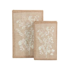 S+L Decorative Book Boxes, Soft Multi-Colored Floral Stackable Decorative 10"+8"