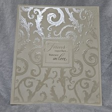 Vintage HALLMARK Stories Embossed Keepsake Wedding Photo Album Binder Ivory