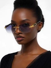 Fashion Women Sunglasses Retro Vintage Frameless Shades Hip Hop Driving UV400