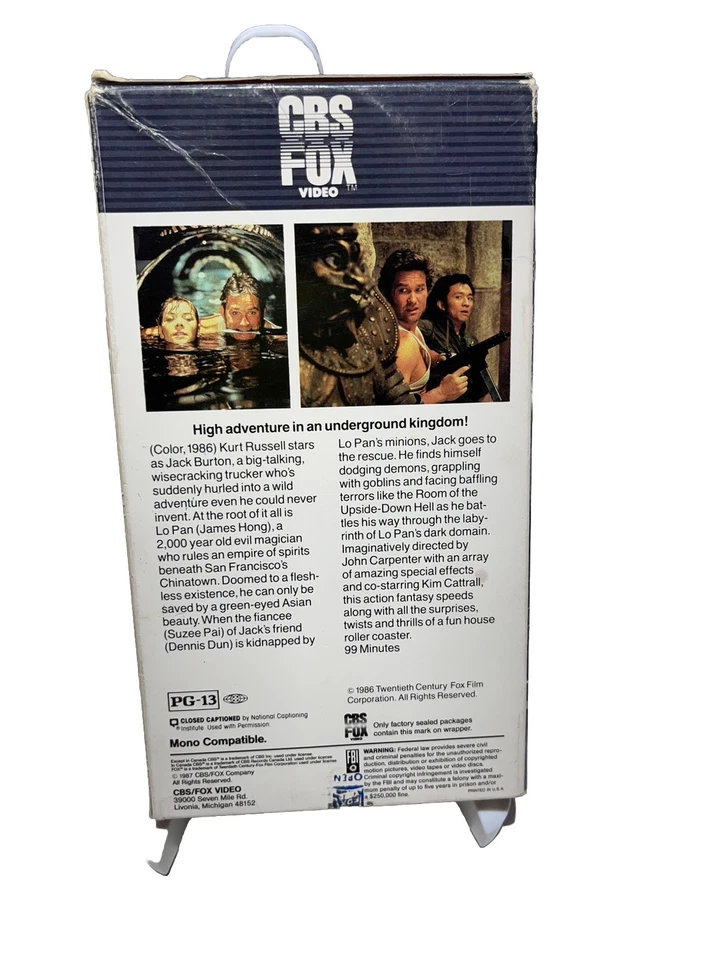 Big Trouble in Little China 1986 VHS  Kurt Russell Kim Cattrall - Image 2 of 4