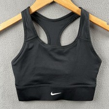Nike Sports Bra Small Black Running Athletic Center Swoosh Gym Yoga Dri Fit