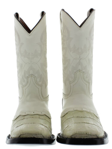 Mujeres Cuero de Cocodrilo Genuino Botas Occidentales Puntera Cuadrada Vaquera Botas - Imagen 8 de 8